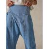 imageCicy Bell Womens Wide Leg Cropped Jeans Baggy Boyfriend Smocked Mid Rise Harem Denim PantsBlue