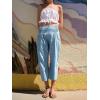 imageCicy Bell Womens Wide Leg Cropped Jeans Baggy Boyfriend Smocked Mid Rise Harem Denim PantsLight Blue