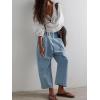 imageCicy Bell Womens Wide Leg Cropped Jeans Baggy Boyfriend Smocked Mid Rise Harem Denim PantsLight Blue