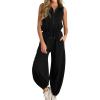 imageCicy Bell Womens Casual Zip Up Jumpsuits Sleeveless Summer Workout Romper Drawstring Elastic Waist Loose Fit OutfitsBlack