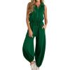 imageCicy Bell Womens Casual Zip Up Jumpsuits Sleeveless Summer Workout Romper Drawstring Elastic Waist Loose Fit OutfitsDark Green