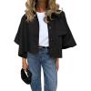 imageCicy Bell Womens Oversized Cropped Trench Coats Single Breasted 34 Cape Sleeve Trendy Casual Jackets Button up OuterwearBlack