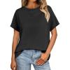 imageCicy Bell Womens Summer Short Sleeve T Shirts Casual Side Split Crew Neck Tunic Tops Loose Fit Basic TeesBlack