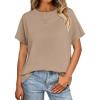 imageCicy Bell Womens Summer Short Sleeve T Shirts Casual Side Split Crew Neck Tunic Tops Loose Fit Basic TeesKhaki