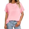 imageCicy Bell Womens Summer Short Sleeve T Shirts Casual Side Split Crew Neck Tunic Tops Loose Fit Basic TeesLight Pink