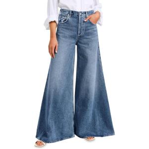 imageCicy Bell Womens Baggy Wide Leg Jeans High Waisted Boyfriend Loose Fit Bell Bottom Stretchy Denim Pants with PocketsNavy