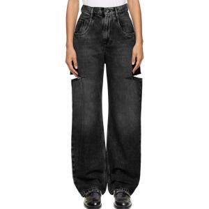 imageCicy Bell Womens High Waisted Baggy Jeans Side Cut Out Wide Leg Stretchy Trendy Denim Pants with PocketsBlack