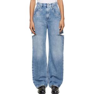imageCicy Bell Womens High Waisted Baggy Jeans Side Cut Out Wide Leg Stretchy Trendy Denim Pants with PocketsBlue