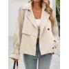 imageCicy Bell Womens Cropped Trench Coat Short Single Breasted Jackets Lightweight Casual OuterwearBeige