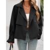 imageCicy Bell Womens Cropped Trench Coat Short Single Breasted Jackets Lightweight Casual OuterwearBlack