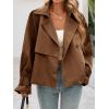 imageCicy Bell Womens Cropped Trench Coat Short Single Breasted Jackets Lightweight Casual OuterwearBrown