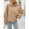 imageCicy Bell Womens Cropped Trench Coat Short Single Breasted Jackets Lightweight Casual OuterwearKhaki