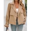 imageCicy Bell Womens Cropped Trench Coat Short Single Breasted Jackets Lightweight Casual OuterwearKhaki