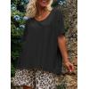 imageCicy Bell Womens Oversized Peace Love Joy Tshirts Summer Casual V Neck Short Sleeve Tops Embroidery Letter Boho Tee ShirtsBlack