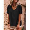 imageCicy Bell Womens Oversized Peace Love Joy Tshirts Summer Casual V Neck Short Sleeve Tops Embroidery Letter Boho Tee ShirtsBlack