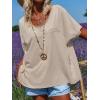 imageCicy Bell Womens Oversized Peace Love Joy Tshirts Summer Casual V Neck Short Sleeve Tops Embroidery Letter Boho Tee ShirtsLight Khaki