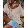 imageCicy Bell Womens Oversized Peace Love Joy Tshirts Summer Casual V Neck Short Sleeve Tops Embroidery Letter Boho Tee ShirtsLight Khaki