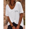 imageCicy Bell Womens Oversized Peace Love Joy Tshirts Summer Casual V Neck Short Sleeve Tops Embroidery Letter Boho Tee ShirtsWhite