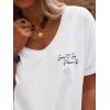 imageCicy Bell Womens Oversized Peace Love Joy Tshirts Summer Casual V Neck Short Sleeve Tops Embroidery Letter Boho Tee ShirtsWhite