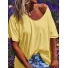imageCicy Bell Womens Oversized Peace Love Joy Tshirts Summer Casual V Neck Short Sleeve Tops Embroidery Letter Boho Tee ShirtsYellow