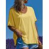 imageCicy Bell Womens Oversized Peace Love Joy Tshirts Summer Casual V Neck Short Sleeve Tops Embroidery Letter Boho Tee ShirtsYellow