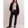 imageCicy Bell Womens Straight Leg Stretchy Jeans High Waisted Front Seam Cropped Ankle Denim Pants with PocketsBlack