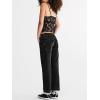 imageCicy Bell Womens Straight Leg Stretchy Jeans High Waisted Front Seam Cropped Ankle Denim Pants with PocketsBlack