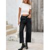 imageCicy Bell Womens Straight Leg Stretchy Jeans High Waisted Front Seam Cropped Ankle Denim Pants with PocketsBlack