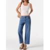 imageCicy Bell Womens Straight Leg Stretchy Jeans High Waisted Front Seam Cropped Ankle Denim Pants with PocketsBlue