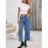 imageCicy Bell Womens Straight Leg Stretchy Jeans High Waisted Front Seam Cropped Ankle Denim Pants with PocketsBlue