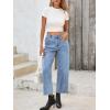 imageCicy Bell Womens Straight Leg Stretchy Jeans High Waisted Front Seam Cropped Ankle Denim Pants with PocketsLight Blue