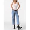 imageCicy Bell Womens Straight Leg Stretchy Jeans High Waisted Front Seam Cropped Ankle Denim Pants with PocketsLight Blue