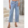 imageCicy Bell Womens Straight Leg Stretchy Jeans High Waisted Front Seam Cropped Ankle Denim Pants with PocketsLight Blue