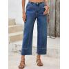 imageCicy Bell Womens Straight Leg Stretchy Jeans High Waisted Front Seam Cropped Ankle Denim Pants with PocketsNavy