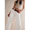 imageCicy Bell Womens Straight Leg Stretchy Jeans High Waisted Front Seam Cropped Ankle Denim Pants with PocketsWhite