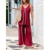 imageCicy Bell Womens Summer 2 Piece Lounge Sets Casual V Neck Sleeveless Tunic Tops Matching Sets Wide Leg Beach OutfitsBurgundy