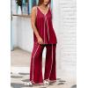 imageCicy Bell Womens Summer 2 Piece Lounge Sets Casual V Neck Sleeveless Tunic Tops Matching Sets Wide Leg Beach OutfitsBurgundy