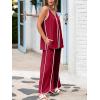 imageCicy Bell Womens Summer 2 Piece Lounge Sets Casual V Neck Sleeveless Tunic Tops Matching Sets Wide Leg Beach OutfitsBurgundy