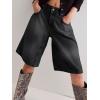 imageCicy Bell Womens Summer Wide Leg Denim Shorts Casual Loose Mid Rise Jorts Bermuda Knee Length Jeans Short PantsBlack