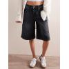 imageCicy Bell Womens Summer Wide Leg Denim Shorts Casual Loose Mid Rise Jorts Bermuda Knee Length Jeans Short PantsBlack