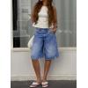 imageCicy Bell Womens Summer Wide Leg Denim Shorts Casual Loose Mid Rise Jorts Bermuda Knee Length Jeans Short PantsBlue