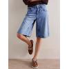 imageCicy Bell Womens Summer Wide Leg Denim Shorts Casual Loose Mid Rise Jorts Bermuda Knee Length Jeans Short PantsBlue