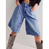 imageCicy Bell Womens Summer Wide Leg Denim Shorts Casual Loose Mid Rise Jorts Bermuda Knee Length Jeans Short PantsBlue