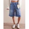 imageCicy Bell Womens Summer Wide Leg Denim Shorts Casual Loose Mid Rise Jorts Bermuda Knee Length Jeans Short PantsBlue
