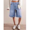 imageCicy Bell Womens Summer Wide Leg Denim Shorts Casual Loose Mid Rise Jorts Bermuda Knee Length Jeans Short PantsLight Blue