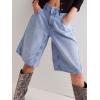 imageCicy Bell Womens Summer Wide Leg Denim Shorts Casual Loose Mid Rise Jorts Bermuda Knee Length Jeans Short PantsLight Blue