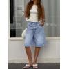 imageCicy Bell Womens Summer Wide Leg Denim Shorts Casual Loose Mid Rise Jorts Bermuda Knee Length Jeans Short PantsLight Blue