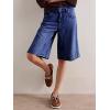 imageCicy Bell Womens Summer Wide Leg Denim Shorts Casual Loose Mid Rise Jorts Bermuda Knee Length Jeans Short PantsNavy