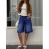 imageCicy Bell Womens Summer Wide Leg Denim Shorts Casual Loose Mid Rise Jorts Bermuda Knee Length Jeans Short PantsNavy