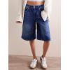 imageCicy Bell Womens Summer Wide Leg Denim Shorts Casual Loose Mid Rise Jorts Bermuda Knee Length Jeans Short PantsNavy